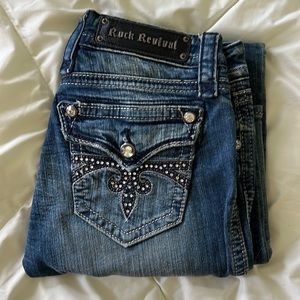 Rock Revival Sora Skinny Jeans. Sz 25. Distressed medium wash.
